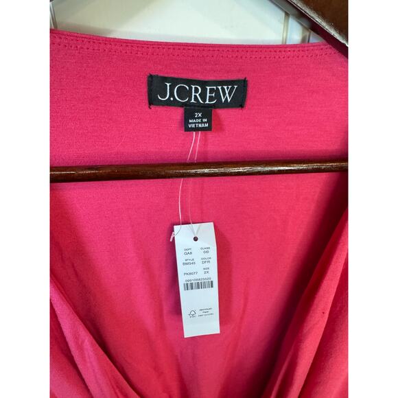 J. CREW NWT FormKnit Pink Long Sleeve Wrap Top w/ Velvet Tie Belt Sz 2X Holidays - Picture 3 of 14